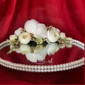 Mirror Tray in White Flowers