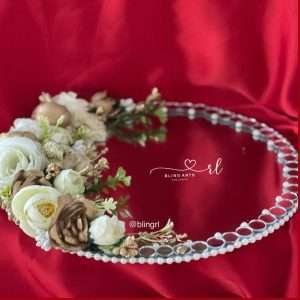 Mirror Tray with Gold and White Decor