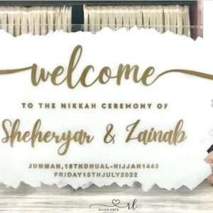 Welcome Board with White Acrylic Background