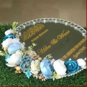 Printed Mirror Tray in Ice Blue Flowers