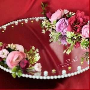 Mirror Tray with Decor in Shades of Pink on both sides