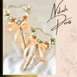 Heart Shaped Nikah Pens in Peach