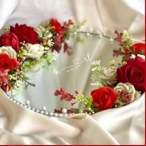 Mirror Tray with Red and Gold Decor on both sides