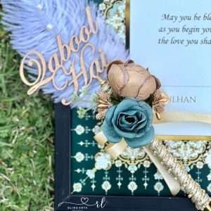 Qabool Hai Nikah Pen in Green and Gold Flowers