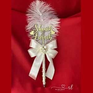 Offwhite Ribbon Bow with couple name