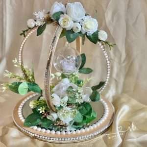 Engagement Ring Stand in White with Single Glass Globe