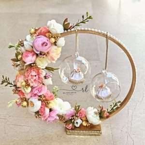 Engagement Ring Stand in shades of Pink Flowers