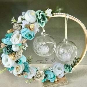 Engagement Ring Stand with Flowers in shades of Green