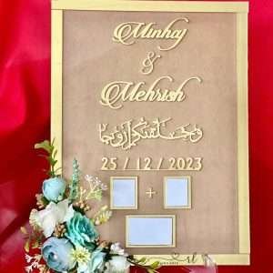 Rectangle Acrylic Thumb Board Decorated with Green Blue Flowers