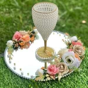 Doodh Pilai Set in Peach and White