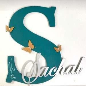 Name Plaque in Green with Butterfly Theme