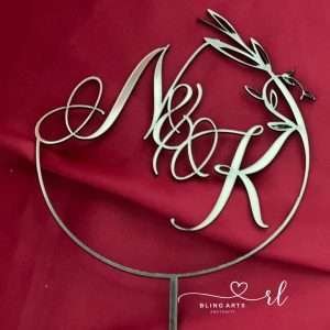 Bride Groom Initials Cake Topper