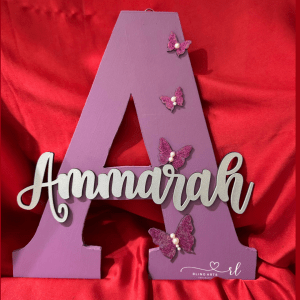 Name Plaque in Purple with Butterfly Theme