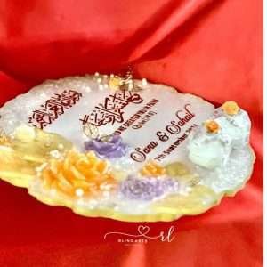 Resin Tray in Purple and Orange 3D Flowers