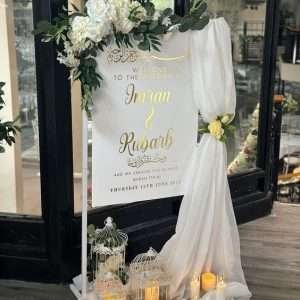 White and Gold Welcome Board