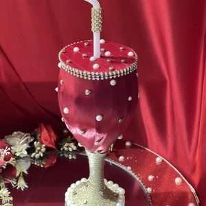 Glass in Maroor Ribbon and Pearls