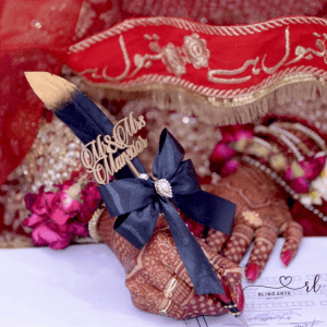Black Ribbon Pen with Feather