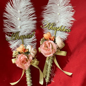 Nikah Pen in Gold and Peach with Couple Name