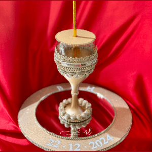 Gold Doodh Pilai Set with Lace Glass