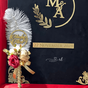 Nikah Pen in Red Gold and White with Circle Name