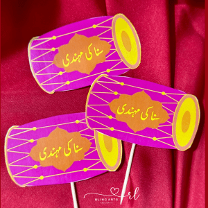 Pink Dholki Mehndi Mithai Toppers