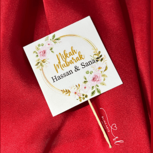 Square Nikah Mubarak Mithai Topper in Pink (Pack of 12)
