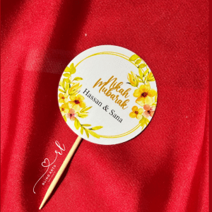 Nikah Mubarak Mithai Topper in Yellow (Pack of 12)