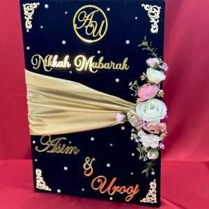Nikah Nama Folder in Black with Flowers