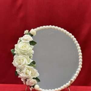 Mirror Tray with White Roses