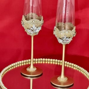 Doodh pilai glass adorned with crystals and diamontees