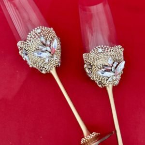 Doodh pilai glass adorned with crystals and diamontees
