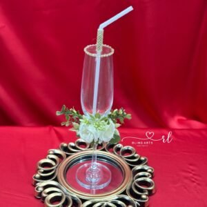 Decorative white floral glass with tray