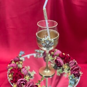Maroon and Gold Doodh Pilai Set